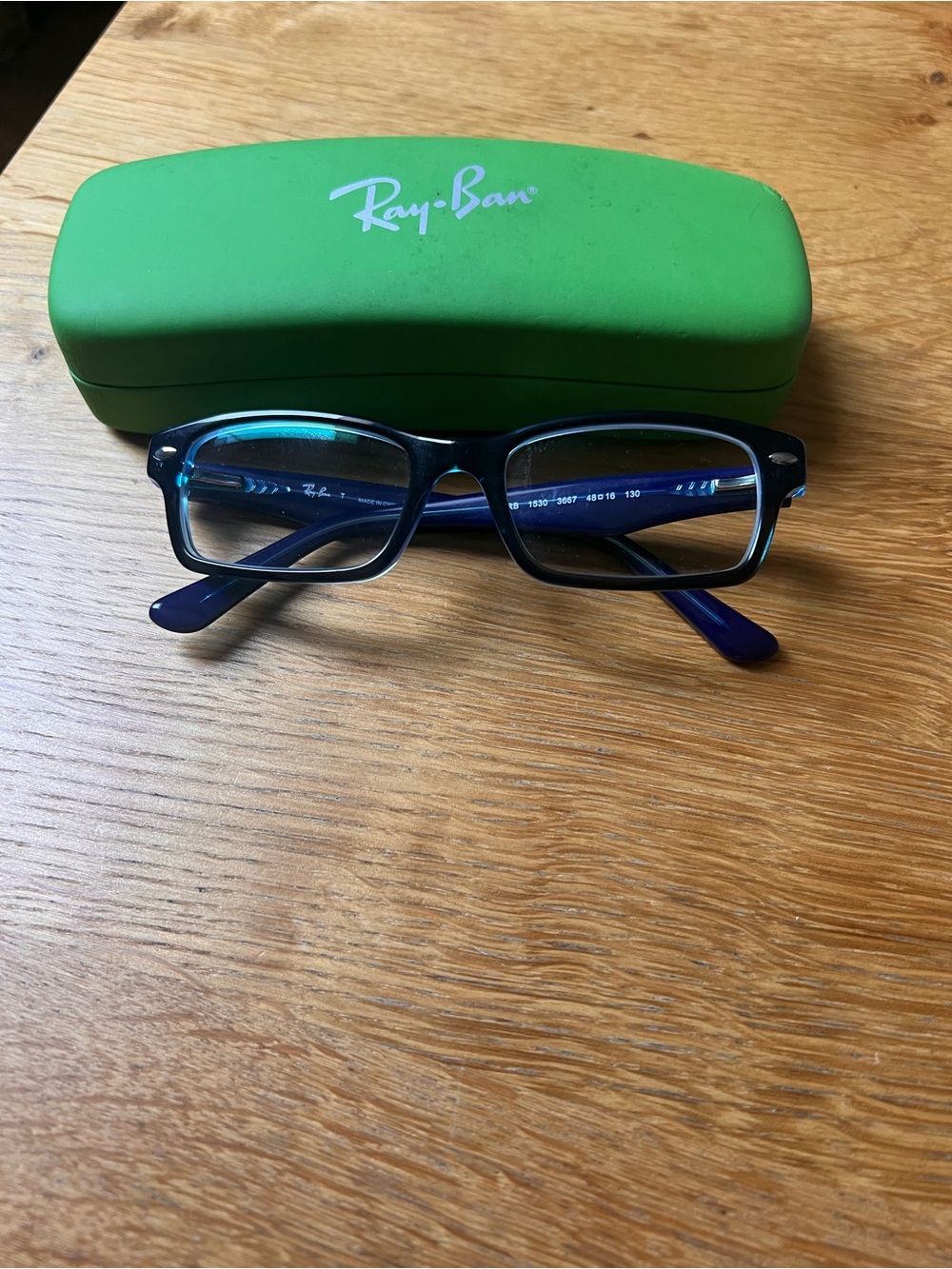 Ray-Ban Kids Blue Rectangle Eyeglasses with Green Case